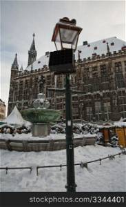 Aachen Rathaus during winter