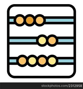 Abacus calculate icon. Outline abacus calculate vector icon color flat isolated. Abacus calculate icon color outline vector