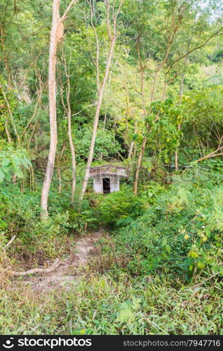 Abandon small toilet in forest,Thailand