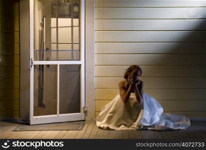 Abandoned bride left outside