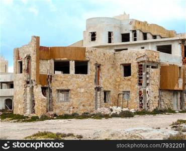 Abandoned building on the Mediterranean coast in Sicily