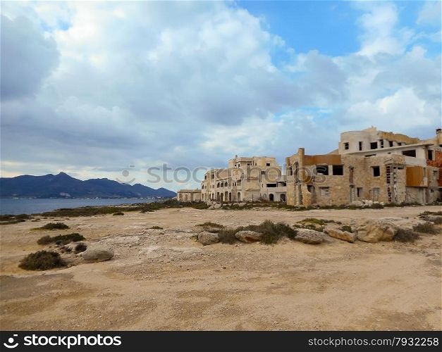 Abandoned building on the Mediterranean coast in Sicily