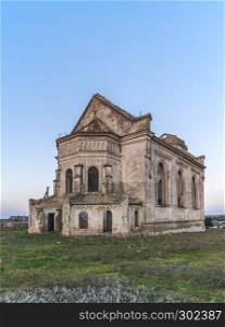 Abandoned Catholic Church of St. George in the village of Krasnopole, Mykolaiv region, Ukraine. Abandoned Catholic church in Ukraine