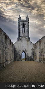  Abandoned church,  moody sky. The Poisoned Glen range, Co. Donegal, Ireland.