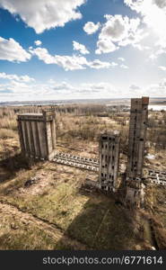 Abandoned concrete strategic industrial granary. Yaroslavl, Russia.