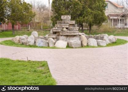 Abandoned fountain near the house of culture of the seaside village of Vityazevo, on the outskirts of the city of Anapa