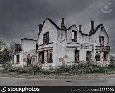 Abandoned house. Abandoned and ruined house in Russia.