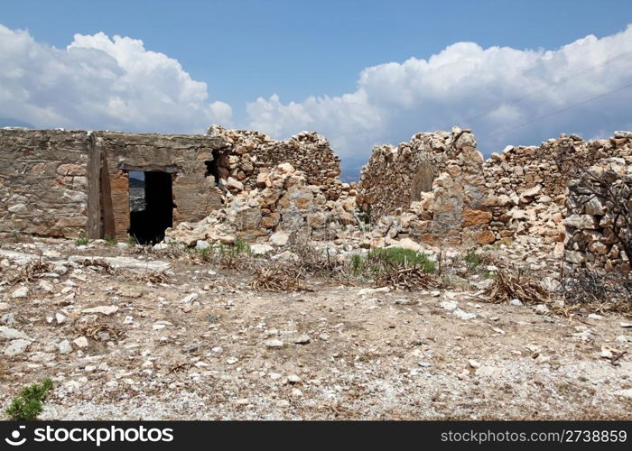 Abandoned house ruin. Crete, Greece.. Old house ruin.