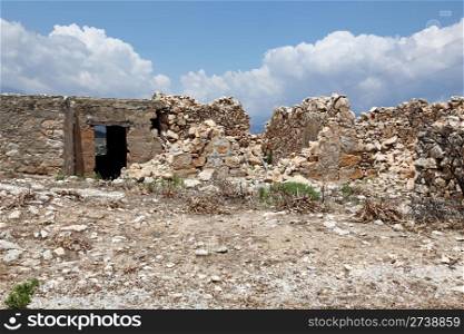 Abandoned house ruin. Crete, Greece.. Old house ruin.