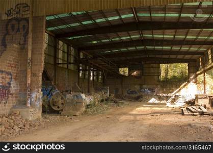 Abandoned Industrial Building with Graffiti
