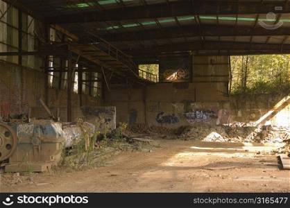 Abandoned Industrial Building with Graffiti