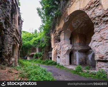 Abandoned Military Tarakaniv Fort  other names - Dubno Fort, New Dubna Fortress  - a defensive structure, an architectural monument of 19th century, Tarakaniv, Rivne region, Ukraine.