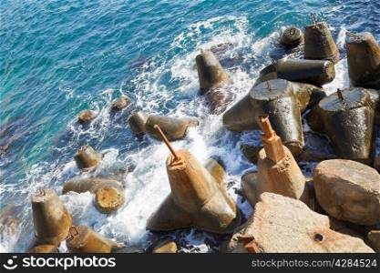 abandoned mooring stonese on Southern Coast of Crimea