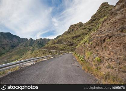 Abandoned mountain road in La Gomera, Canary islands, Spain.