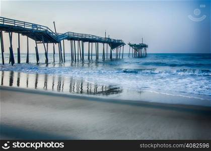 Abandoned North Carolina Fishing Pier in Avon Outer banks OBX Cape Hatteras National Seashore