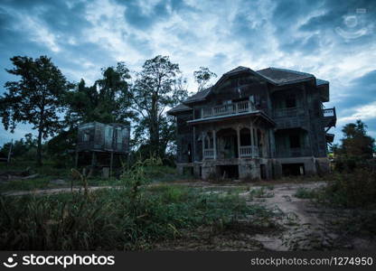 abandoned old house on twilight