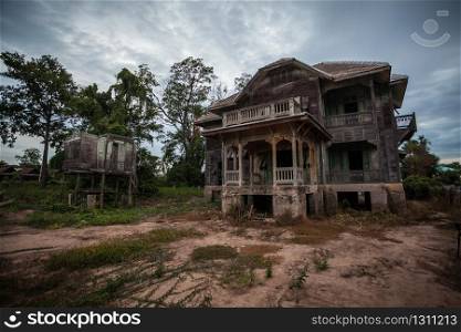 abandoned old house on twilight