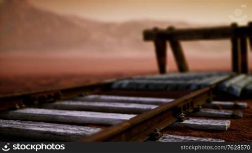 Abandoned railway tracks in the desert