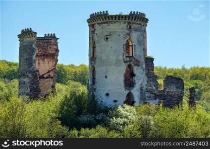 Abandoned ruins of Chervonohorod Castle in Nyrkiv village (former Chervonohorod or Red town), Ternopil region, Ukraine.