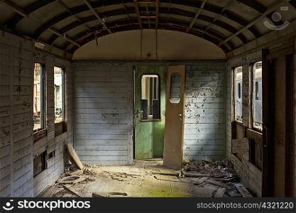 Abandoned train carriage interior, Inota, Hungary