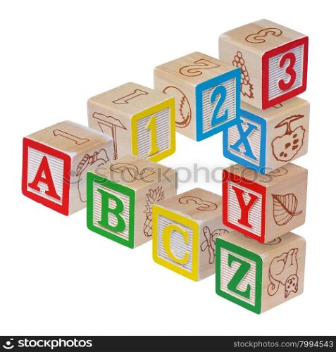ABC alphabet blocks optical illusion, isolated on white&#xA;