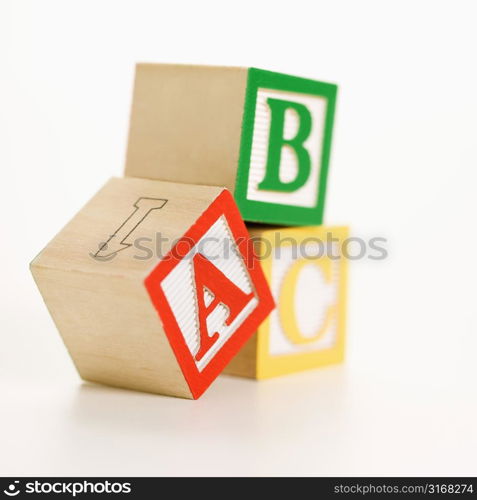 ABC alphabet blocks stacked together.