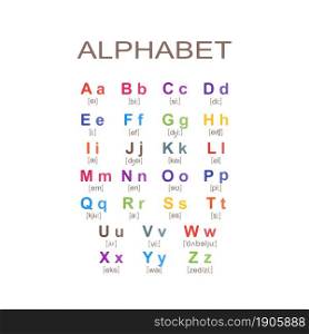 ABC Alphabet set isolated on white background. Cartoon flat style. Vector illustration