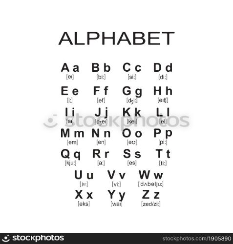 ABC Alphabet set isolated on white background. Vector illustration. Cartoon flat style
