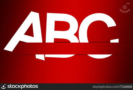 ABC alphabet with red background, 3D rendering