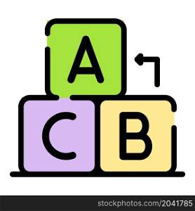 Abc cubes icon. Outline abc cubes vector icon color flat isolated. Abc cubes icon color outline vector