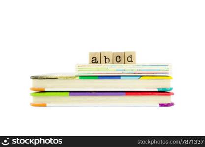 abcd word on wood stamps stack on children&rsquo;s board books, reading and learning language concepts
