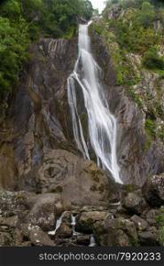 Aber Falls, Rhaeadr Faw, waterfall near to Abergwyngregyn, Gwynedd, Wales, United Kingdom.