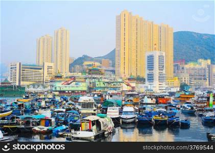 Aberdeen, famous floating village in Hong Kong