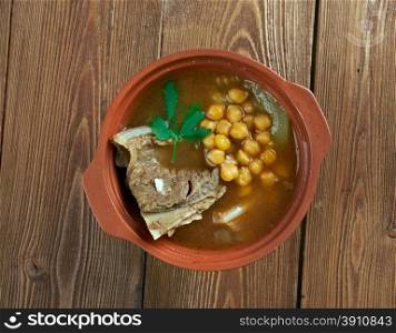 Abgoosht - Persian and Mesopotamian stew.mutton soup thickened with chickpeas
