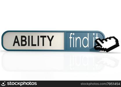 Ability word on the blue find it banner image with hi-res rendered artwork that could be used for any graphic design.