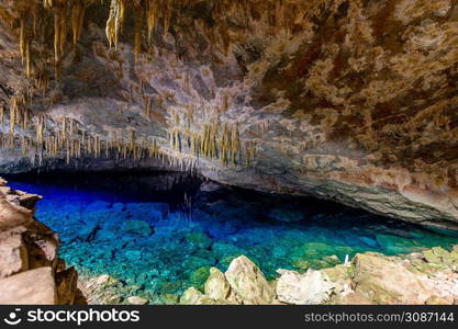 Abismo anhumas, cave with underground lake, Bonito national park, Mato Grosso Do Sul, Brazil