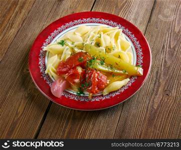 Abissine Rigate pasta with pickled vegetables