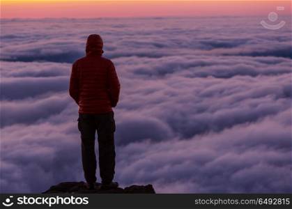 Above clouds. Beautiful view above clouds in mountains