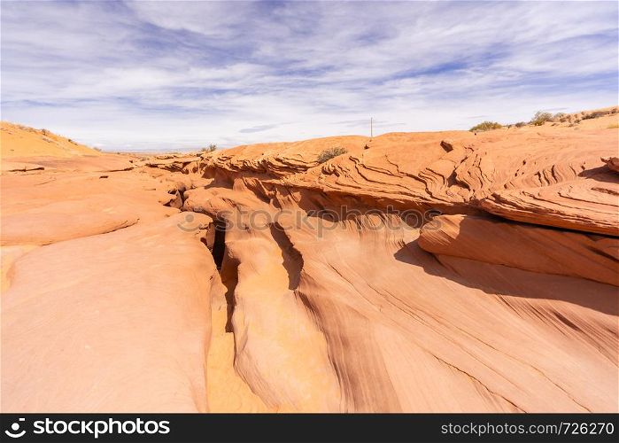 Above Lower Antelope Canyon in the Navajo Reservation near Page, Arizona USA