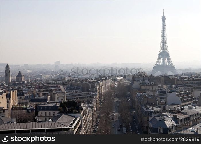 above view of Avenues D Iena and Eiffel tower in Paris