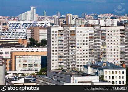 above view of dense residential development in Moscow city