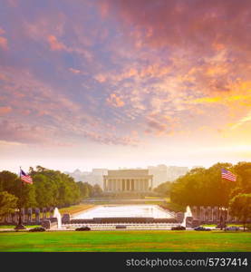 Abraham Lincoln Memorial building sunset Washington DC US USA