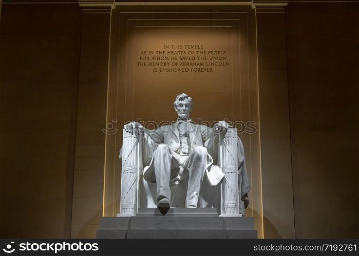 Abraham Lincoln Memorial in Washington DC, United States, history and culture for travel concept