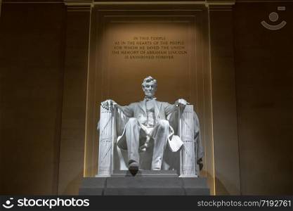 Abraham Lincoln Memorial in Washington DC, United States, history and culture for travel concept