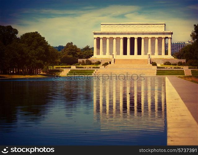 Abraham Lincoln Memorial reflection pool Washington DC US USA