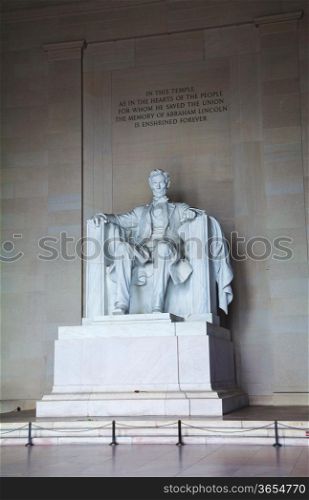 Abraham Lincoln&rsquo;s statue inside his memorial in Washington, DC