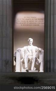 Abraham Lincoln Statue at a memorial, Washington DC, USA