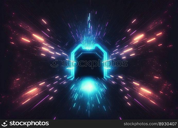 Absract Futuristic Corridor Technology Background with Neon Glow