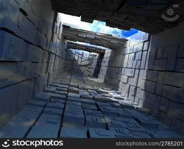 Abstrac building from boxes. 3d