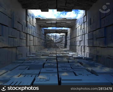 Abstrac building from boxes. 3d